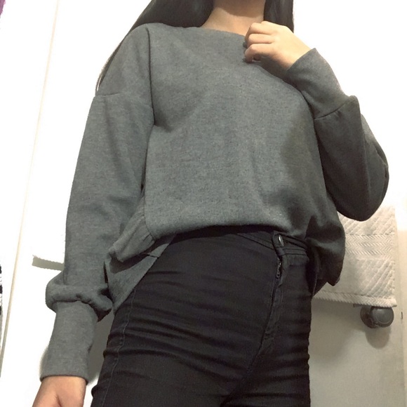 Grey Frill Top Sweatshirt - Picture 1 of 5